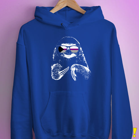 Pride Sloth Demisexual Pride Flag Sunglasses Hoodie - Royal Blue
